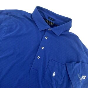 Polo Golf Ralph Lauren Stretch‎ Lisle Blue Striped Shirt Men Medium The Dominion